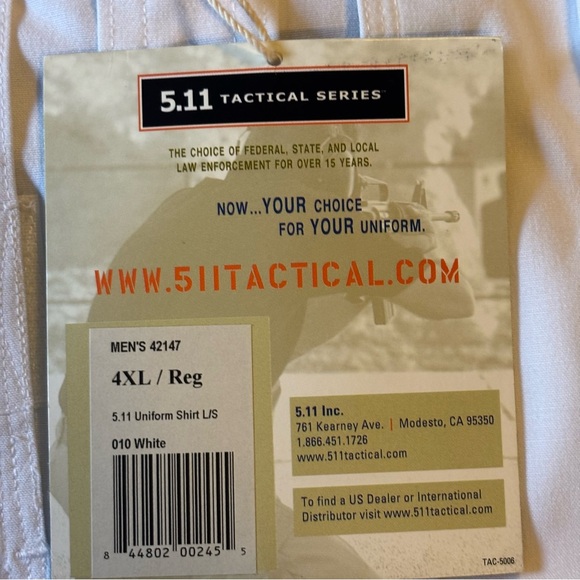5.11 Tactical Shirt 4XL White Police Combat Casual Button Down Patrol Uniform - Picture 8 of 11